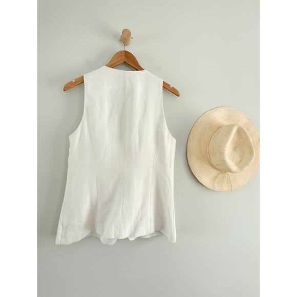 Madewell | NWT | 100% Linen Scoopneck Cutaway Vest in Salt White | Sz 10 - Picture 8 of 9